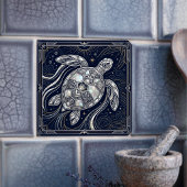 Art Deco Sea Turtle Mother of Pearl Style Tile タイル