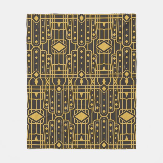 Art Deco seamless luxury geometric pattern. Golden フリースブランケット (正面)