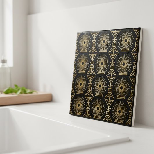 Art Deco Seamless Starburst Geometric Pat#8 ID1196 タイル