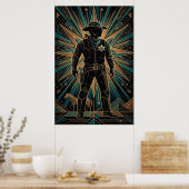 Art Deco Sheriff Poster - Geometric Cowboy Silhoue ポスター (キッチン)