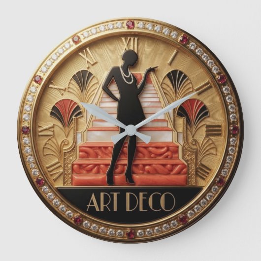 Art Deco Silhouette with Gemstone ラージ壁時計 (正面)