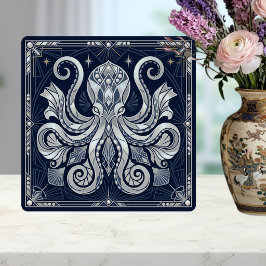 Art Deco Silver Octopus Mandala Kraken タイル