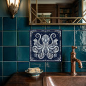 Art Deco Silver Octopus Mandala  Kraken  タイル