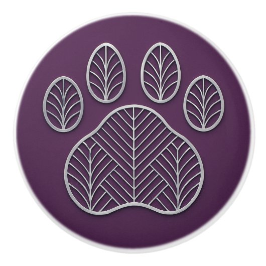 Art Deco Silver Plum "Metalwork" Paw Ceramic Knob セラミックノブ (正面)