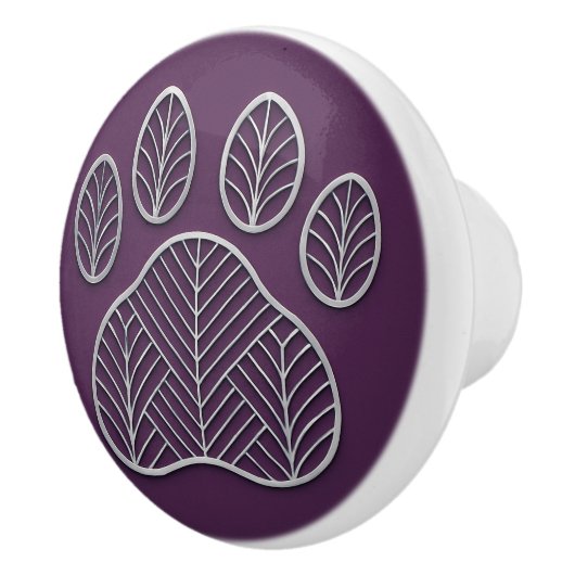 Art Deco Silver Plum "Metalwork" Paw Ceramic Knob セラミックノブ (右)