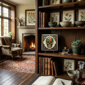 Art Deco Skull Emerald Green Orange Gold Ceramic T タイル