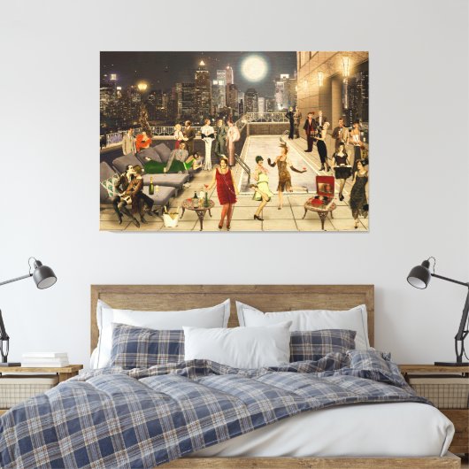 Art Déco Skyline キャンバスプリント (インサイチュ (寝室))