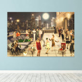 Art Déco Skyline キャンバスプリント (インサイチュ (ウッドフロア))