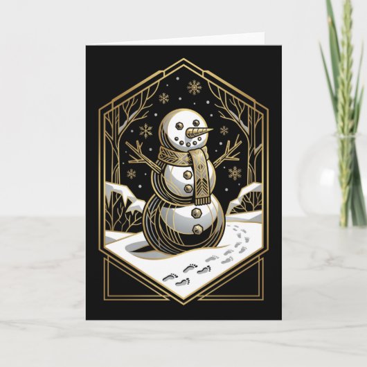 Art Deco Snowman Christmas Card シーズンカード (正面)