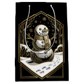 Art Deco Snowman Gift Bag ミディアムペーパーバッグ (正面)