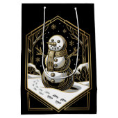 Art Deco Snowman Gift Bag ミディアムペーパーバッグ (裏面)