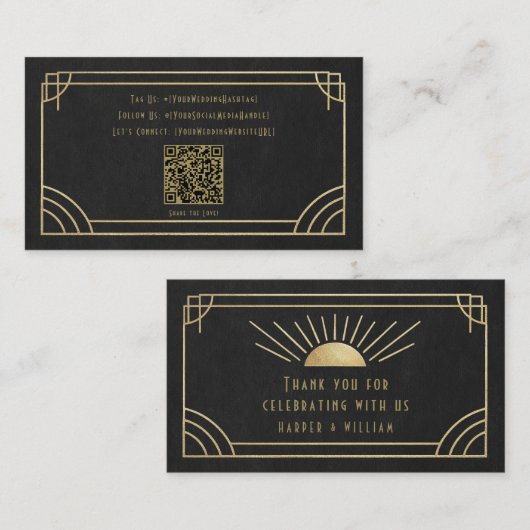 Art Deco Social & Thank You Cards 名刺 (正面/裏面)