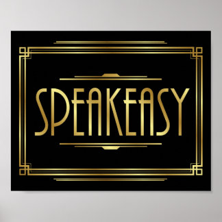 Art Deco SPEAKEASY Sign Print ポスター