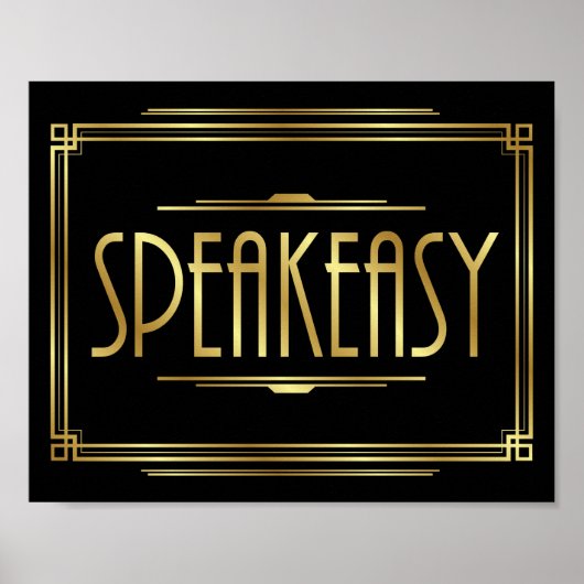 Art Deco SPEAKEASY Sign Print ポスター (正面)