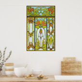 Art Deco Stained Glass Floral Print ポスター (キッチン)