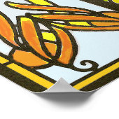 Art Deco Stained Glass Floral Print ポスター (角)