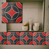 art deco   star in red  and black  タイル