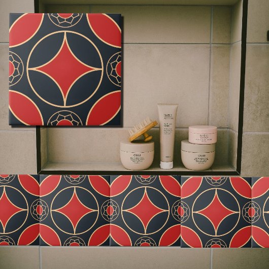 art deco   star in red  and black  タイル