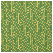 Art Deco Star Triangle Pattern - Green and Gold ファブリック (見本)