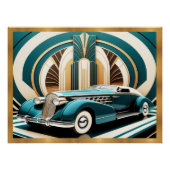 Art Deco Streamlined Car Poster ポスター (正面)