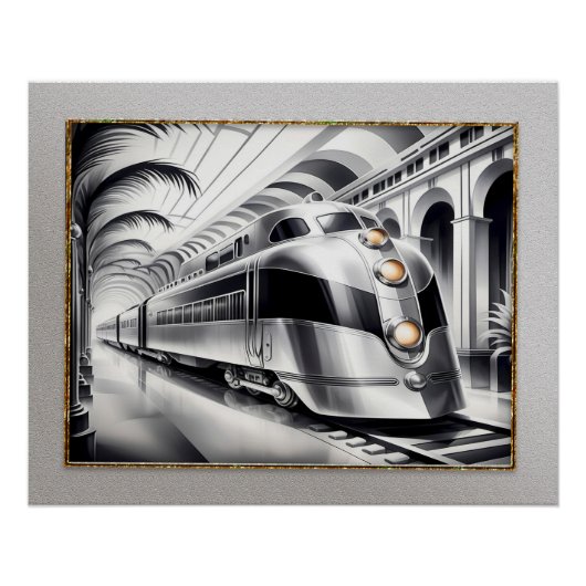 Art Deco Streamlined Style Train Poster. ポスター (正面)