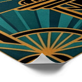 Art Deco Stretching Black Cat Wall Art ポスター (角)