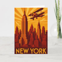Art deco style New York skyline greetings card