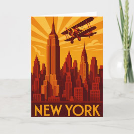 Art deco style New York skyline greetings card カード