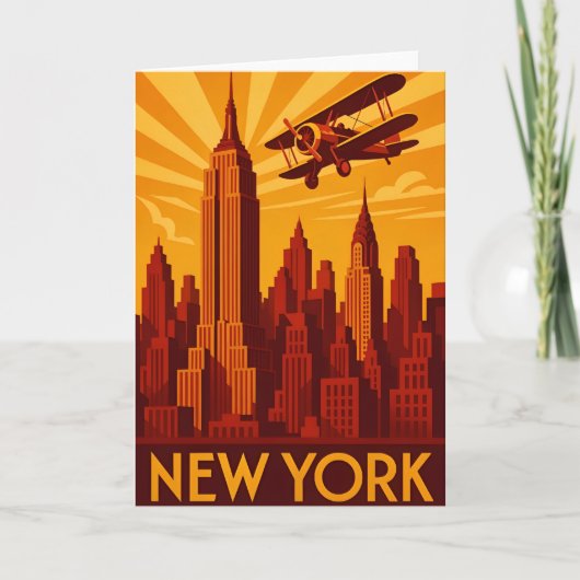 Art deco style New York skyline greetings card カード (正面)