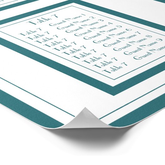 Art Deco Style Peacocks Wedding Seating Chart ポスター (角)