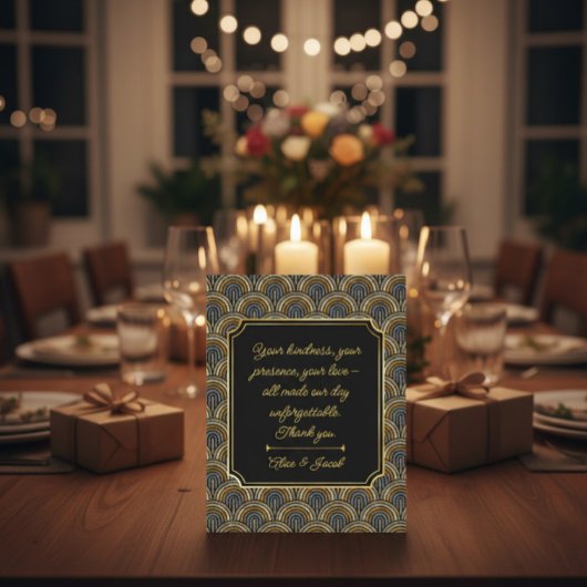 Art Deco Style Wedding Thank You Card サンキューカード