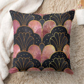 Art Deco Stylised Fans in Black & Pink クッション (ブランケット)