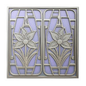 Art Deco Stylized Lily Floral #10 Violet ID1196 タイル (正面)
