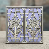 Art Deco Stylized Lily Floral #10 Violet ID1196 タイル