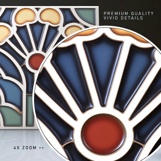 Art Deco Stylized Sunburst Tree Tile タイル