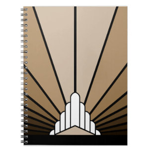 Art deco sun in tan Spiral Photo Notebook ノートブック