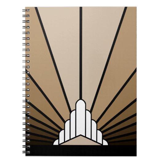 Art deco sun in tan Spiral Photo Notebook ノートブック (正面)