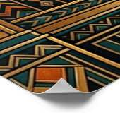 Art Deco Sunburst Black Cat Wall Art ポスター (角)