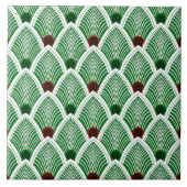 Art Deco Sunburst Fan in Cool Summer Green タイル (正面)