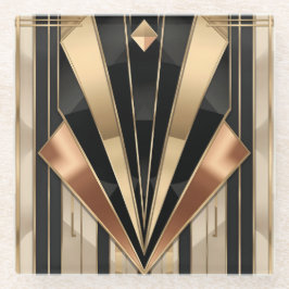 Art Deco Sunburst Geometric Luxury Design ガラスコースター