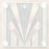 Art Deco Sunburst Geometric Luxury Design ガラスコースター (裏面)