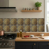 Art Deco Sunburst Gold Black Geometric Design タイル