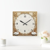 Art Deco Swan スクエア壁時計 (ホーム)