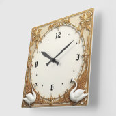 Art Deco Swan スクエア壁時計 (傾斜)