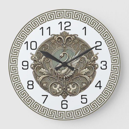 Art Deco Swan ラージ壁時計 (正面)