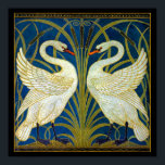 Art Deco Swans ポスター<br><div class="desc">Pair of art deco swans in the reeds and water.</div>