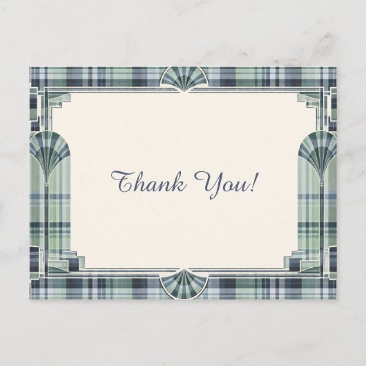 Art Deco Tartan Thank You  ポストカード (正面)