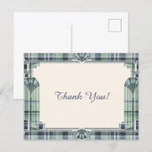 Art Deco Tartan Thank You  ポストカード (正面/裏面)