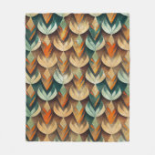 Art Deco Teal & Gold Geometric Pattern (10) フリースブランケット (正面)