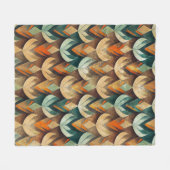 Art Deco Teal & Gold Geometric Pattern (10) フリースブランケット (正面(横))